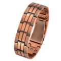Pure copper magnetic therapy bracelet with stylish three-row links and secure clasp. - Antique Red Copper