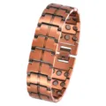 Copper magnetic bracelet with triple row magnets, health therapy adjustable link design. - Bronze