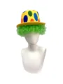 Details of the clown hat with green curly afro wig, perfect for Halloween parties and carnivals. - Light Green