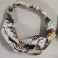 Brede tropische blad bloem bedrukte kruis satijn haarband voor vrouwen haaraccessoires - Wit Bloemen