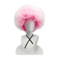 Pink and white gradient fluffy curly afro wig, perfect for cosplay parties and carnival dress-up. - Rose White