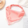 Pink macaron lace trim elastic hair scarf band for women daily hair accessory detail - Watermelon red