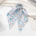 Koreaanse stijl bloemen haarelastiek met lange linten, chique blauwe en roze haarband voor dames. - Blauw en Roze