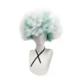 Green and white gradient fluffy curly afro wig for cosplay and carnival party events. - Green/White