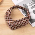 Retro Kreuz Satin Haarreif mit geometrischem Print, stilvolles süßes Haaraccessoire für Damen Alltag. - Brauner Punkt Geometrisch