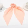 Chouchou en mousseline rose pêche avec longs rubans, accessoire de cheveux doux pour femme. - Rose Pêche