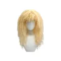 Blonde kinky curly wig for women, fluffy small curls instant noodle wig for party and cos stage. - Off White
