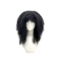 Black curly synthetic hair wig for women, fluffy kinky curly wig with bangs for daily use. - Black
