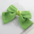 Green knitted bow hair clip cute fabric hair accessory for women and girls daily styling. - Green