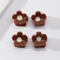 Cute flower hair claw clips, sweet brown mini hair accessories for women and teen girls daily style. - Small Flower Style