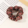 Rood-grijs geruite haarscunchie, klassiek houndstooth elastisch paardenstaart haaraccessoire. - Bruin