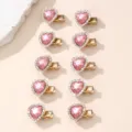 Roze kristal hart eendenbek haarspelden zoete stijl zijhaarspelden voor dames dagelijks - Roze