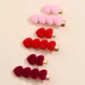Sweet plush heart duckbill hair clips sweet candy color side hair clips for women and girls. - Flocking Set