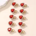 Rode hart strass eendebek haarspeld set, glinsterende kristallen pony klip voor vrouwen. - Rood