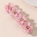 Roze stoffen bloem haarklem veerklem met strass steentjes voor dames en meisjes haaraccessoire - Roze