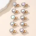 Hart Strass Eendenbek Haarspeld Schattige Zoete Zijkant Haarspeldje Haaraccessoires voor Vrouwen - Wit