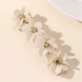 Pince à cheveux florale beige fleurs en tissu strass scintillants barrette accessoire - Abricot
