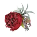Vintage artificial red rose napkin ring with burlap fabric for wedding table decor - Red