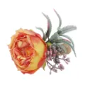 Vintage artificial rose napkin ring with jute twine and berries for wedding table decor. - Orange