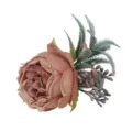 Vintage artificial rose napkin ring with hemp rope fabric for wedding table decoration. - Korean Pink