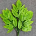 Artificial green mango leaves detail view, great for home decor, landscape and DIY projects. - Light Green Mango Leaves 12 Branches