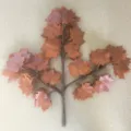Artificial red maple leaf branch detail, plastic autumn foliage for home and outdoor decor. - 12 Pieces/Pack / Coffee Color