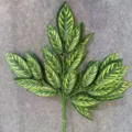 Artificial green leaf branch detail, realistic plant foliage for home decor and floral design. - Yellow Pattern Mango Leaves 12 Branches