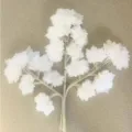 White artificial maple leaf branch for home decor, plastic foliage plant for landscaping detail. - 12 Pieces/Pack / White