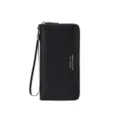 Portafoglio lungo uomo nero pochette cerniera affari PU pelle cinturino da polso - Nero