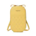 Borsa a tracolla gialla per telefono con grazioso fiocco e cuore trapuntato elegante. - Rete Cuore / Giallo