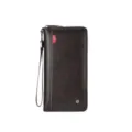 Portafoglio lungo in pelle marrone da uomo con cinturino da polso porta carte elegante - Caffè