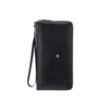Portafoglio lungo uomo nero in ecopelle pochette con cinturino da polso e cerniera - Nero