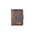 Portafoglio corto vintage da uomo a contrasto di colore in pelle PU porta carte monete - Marrone scuro