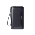 Portafoglio lungo uomo in pelle PU nera con polsino, variante pochette business. - Nero