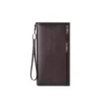 Portafoglio lungo uomo pelle PU pochette business cinturino porta carte marrone scuro - Caffè