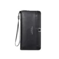 Portafoglio lungo da uomo nero con laccetto porta carte scomparti chiusura lampo pratico accessorio - Nero