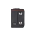 Portafoglio porta carte multi-slot da uomo con doppio bottone a pressione elegante. - Nero