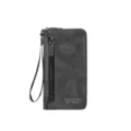 Portafoglio lungo uomo con cerniera custodia telefono con cinturino grigio stile nuovo - Nero