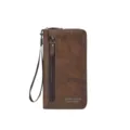 Portafoglio lungo uomo marrone pelle PU pochette polsiera tasca zip porta carte - Caffè