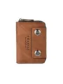 Portafoglio porta carte da uomo in pelle PU marrone retro con doppia chiusura magnetica e zip - Caffè Chiaro