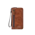 Portafoglio lungo marrone da uomo pochette in pelle PU con cerniera porta carte moda casual. - Marrone chiaro