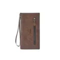 Portafoglio lungo vintage marrone da uomo in pelle PU pochette con polsiera e cerniera. - Caffè