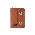Portafoglio corto vintage marrone da uomo con doppia chiusura magnetica e porta carte capiente. - Caffè Chiaro