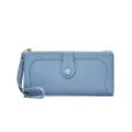Portafoglio lungo donna azzurro chiaro, pochette in pelle PU con cinturino e tasche. - Azzurro