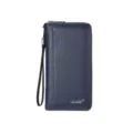 Portafoglio Lungo Uomo Blu Scuro Motivo Litchi Chiusura Lampo Borsa Affari Style - Blu