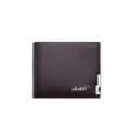 Cartera corta de cuero para hombre con ranuras para tarjetas y hebilla metalica elegante. - Café