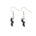 Halloween black bat enamel drop earrings silver tone fishhook fashion jewelry for women - Bat / Black