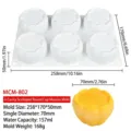 6-cavity silicone round mousse cake mold with detailed dimensions for easy baking desserts. - 6 Cavity Fluted Round Cup MCM-802
