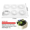 Silicone flower pot mold dimensions and detail view showing 6 cavity dessert baking tools. - 6-Cavity Flower Shape Small Pot MCM-463