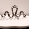 Silberne Metall Schlangen Haarspange minimalistische Haarklammer elegante Pferdeschwanz - L / Schwarz